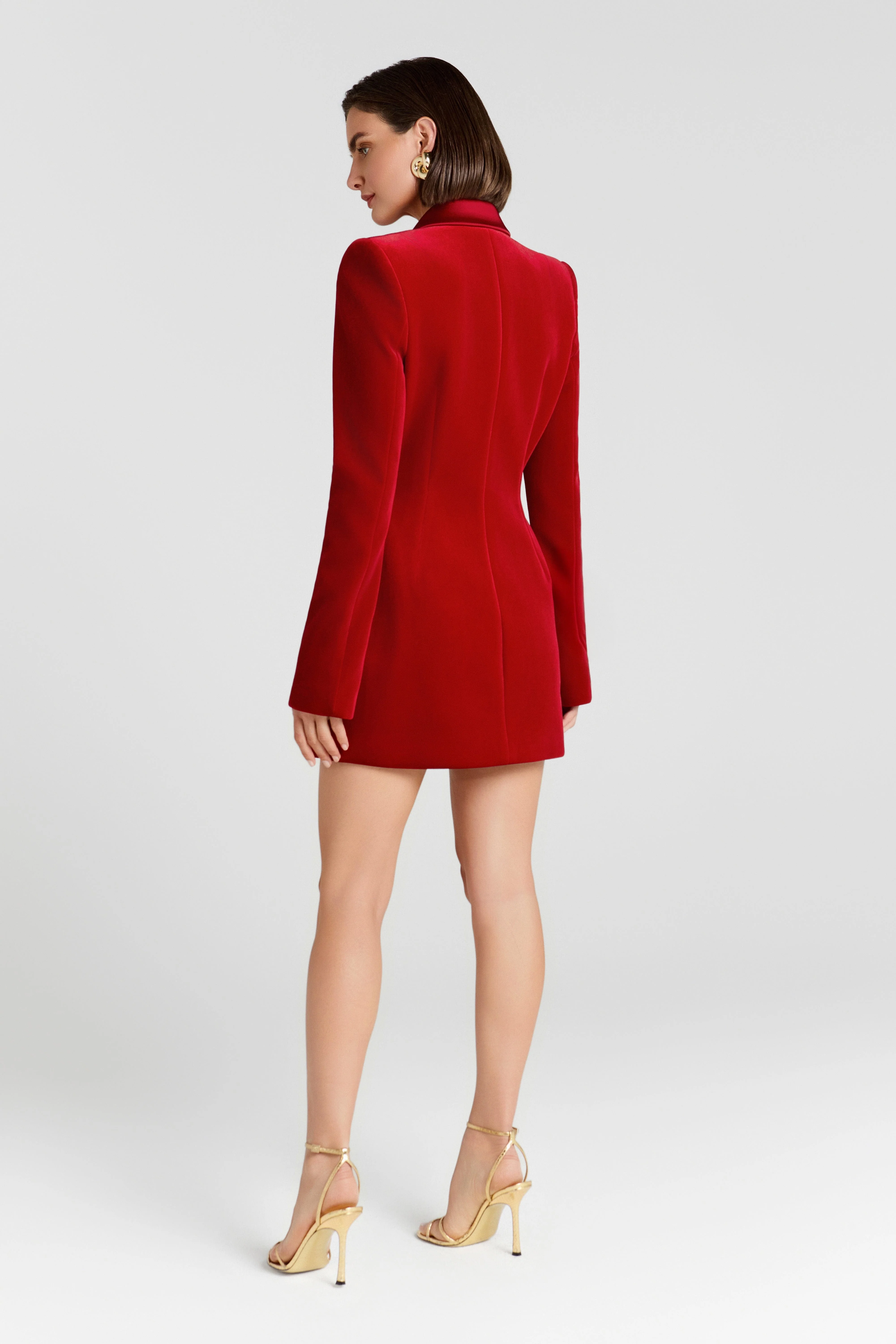 Monica Red Velvet Blazer Dress - Image 4