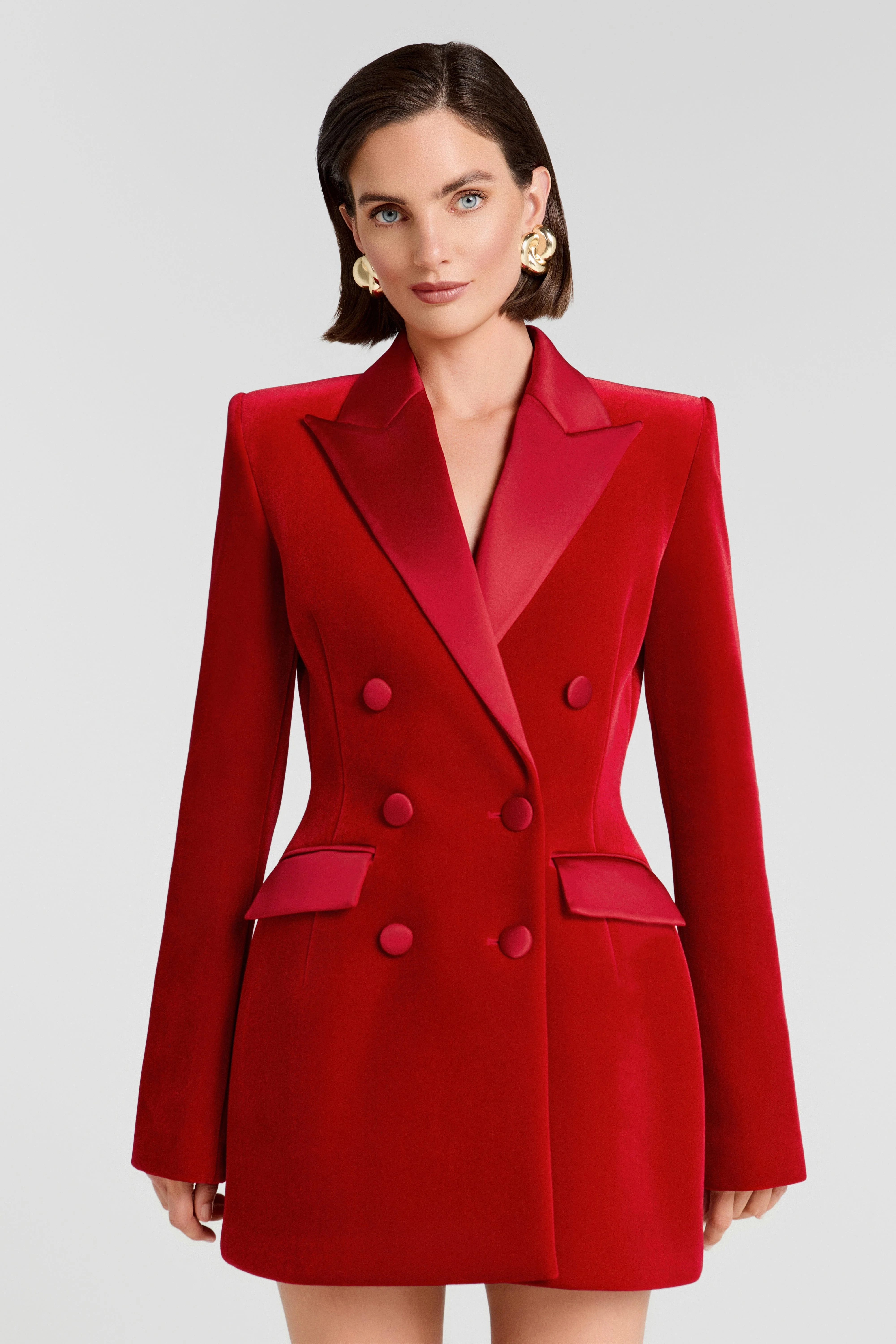 Monica Red Velvet Blazer Dress - Image 6
